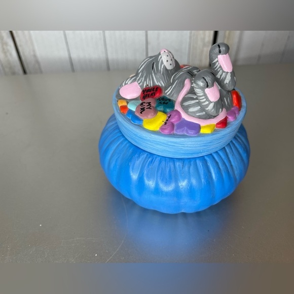 Vintage Dona’s Molds Inc Mouse Candy Hearts Lidded Bowl Dish Blue Trinket Dish - Picture 3 of 8